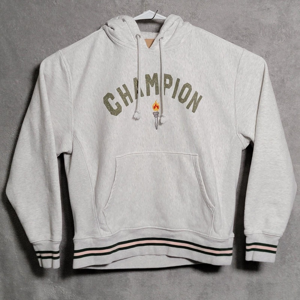 Champion Hoodie Mens Large Gray Reverse Weave Torch Collegiate Athletic Casual